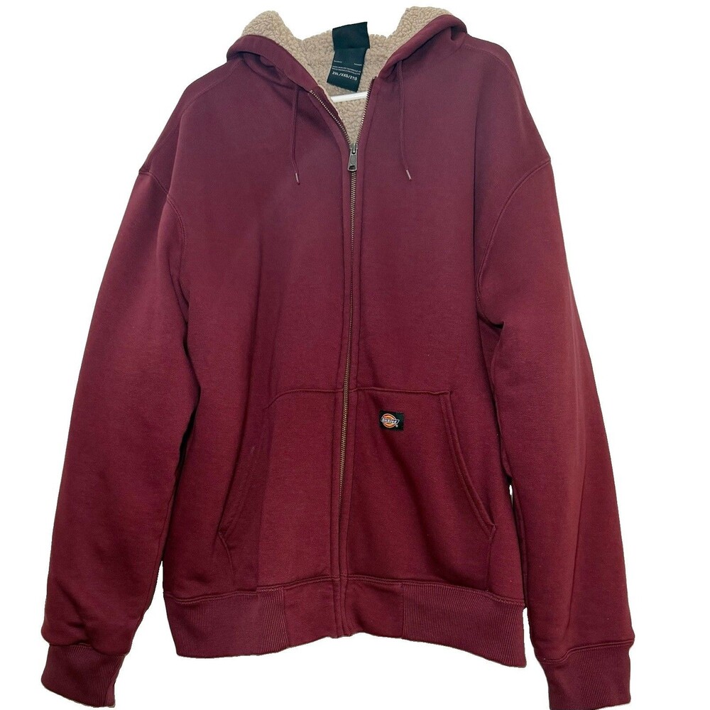 Dickies 2XL Burgundy Sherpa Lined Full Zip Hoodie Workwear